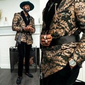 Costume pentru bărbați africani cu flori pentru bărbați cu rever de șal de catifea neagră, jachetă smoking de nuntă, pantaloni slim fit, haine de modă masculine