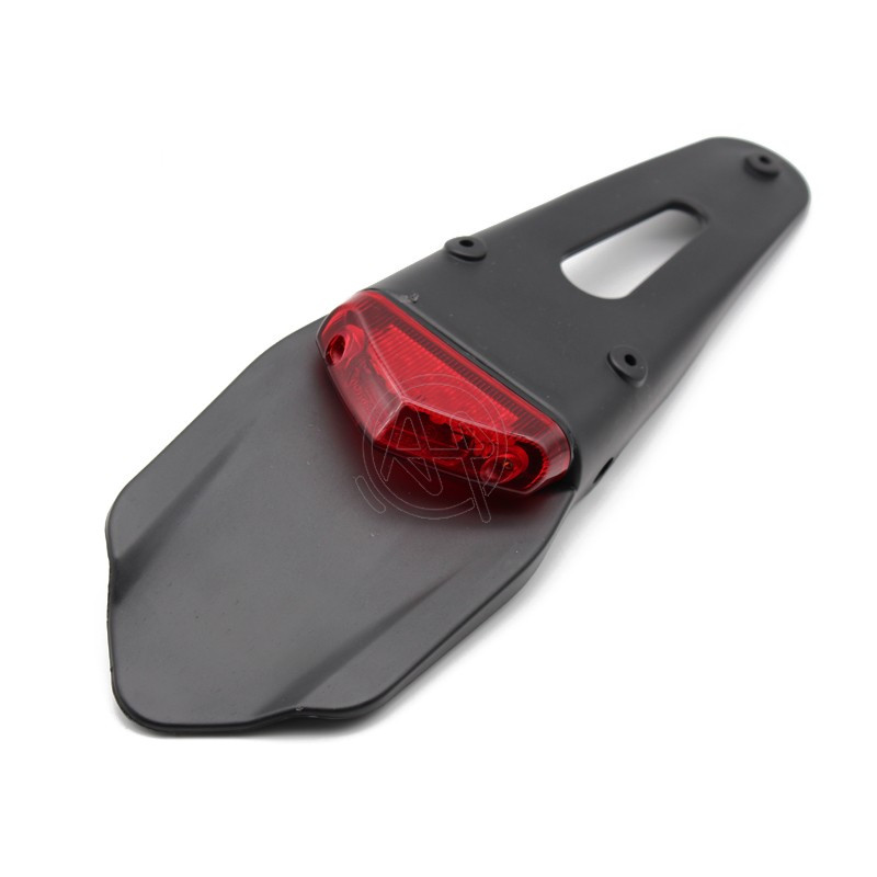 1vnt raudona 12V LED galinio žibinto stabdžių lemputė + galinis sparnas juodas ABS valstybinio numerio laikiklio laikiklis universalus, skirtas enduro motokroso purvo dviračiui