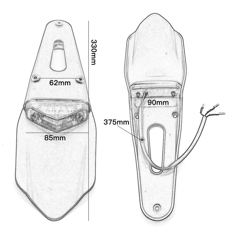 Motociklo universalus 12V LED galinių žibintų stabdžių žibintas su galinio sparno valstybinio numerio laikiklio laikikliu, skirtas enduro visureigiui