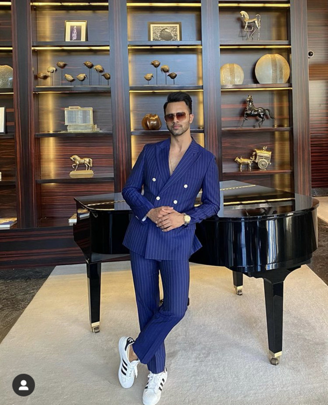 Costume pentru bărbați cu dungi albastre la dublu piept pentru afaceri, smoking de nuntă, mire, smoking, slim fit, blazer cu rever, 2 buc, pantaloni, jachetă