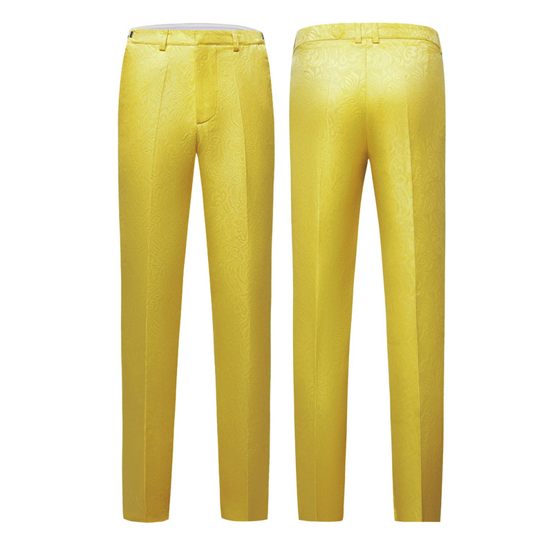 Costumul pentru bărbați clasic, slim, costum de seară, pentru bărbați, rever, smoking de mire, galben violet, îmbrăcăminte de nuntă, 3 buc.