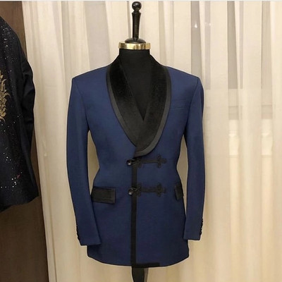 Costume pentru bărbați la dublu piept pentru nuntă 2 piese Slim Fit Mire Tuxedo șal rever Blazer de modă masculină Jachetă 2 bucăți cu pantaloni