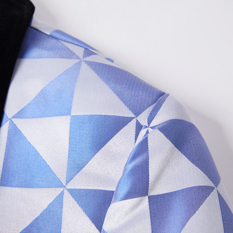 Costume pentru bărbați albastru cu rever negru Slim Fit Terno smoking de mire Set 2 buc. nunta mire bal sacou costum masculin (jachetă+pantaloni)