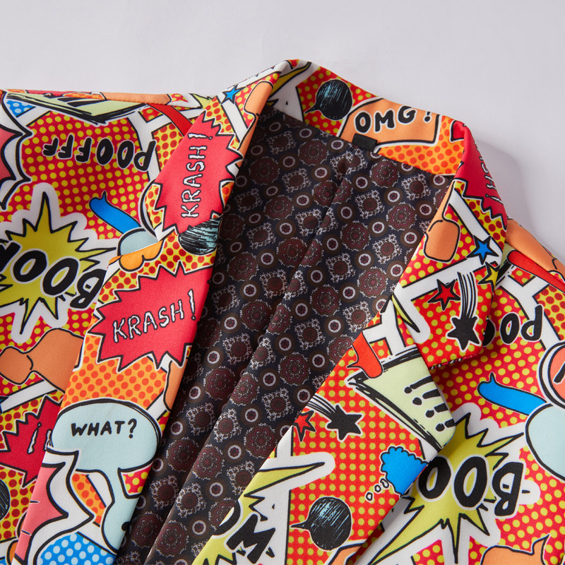 Nou Blazere Seturi de pantaloni / Moda Barbati Casual Boutique Costum cu flori cu imprimeu floral Jacheta Palton Pantaloni 2 piese Costume