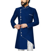 Costume de bărbați asimetrie 2 bucăți cu guler stand Slim Fit smoking de nuntă pentru mire Blazer de modă masculină (jachetă lungă + pantaloni)