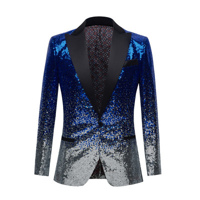 Decolorare paiete guler smoking costum smoking pentru bărbați nuntă mire cântăreț bal sclipici jachetă DJ club scenă