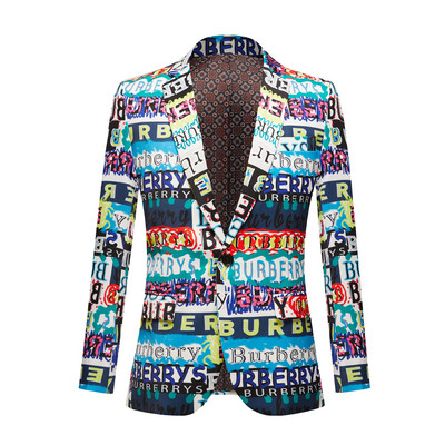 Costum de bambus cu imprimeu albastru cer pentru bărbați, haină în stil chinezesc, smoking la modă, slim fit, rochie de nuntă, jachetă casual de afaceri