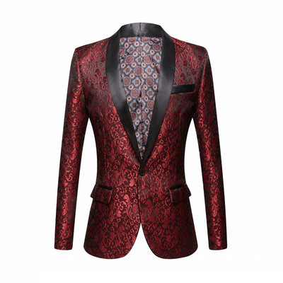 Nou Roz Albastru Regal Burgundy Floral jacquard Smoking cu rever cu șal Costume pentru bărbați Nunta Mire Bal Slim Fit Tuxedo Party Cina