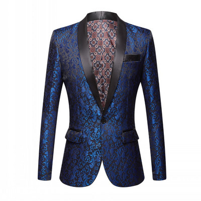 Nou Roz Albastru Regal Burgundy Floral jacquard Smoking cu rever cu șal Costume pentru bărbați Nunta Mire Bal Slim Fit Tuxedo Party Cina