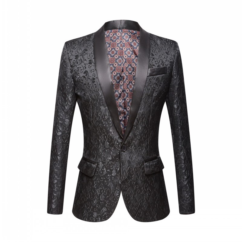 Nou Roz Albastru Regal Burgundy Floral jacquard Smoking cu rever cu șal Costume pentru bărbați Nunta Mire Bal Slim Fit Tuxedo Party Cina