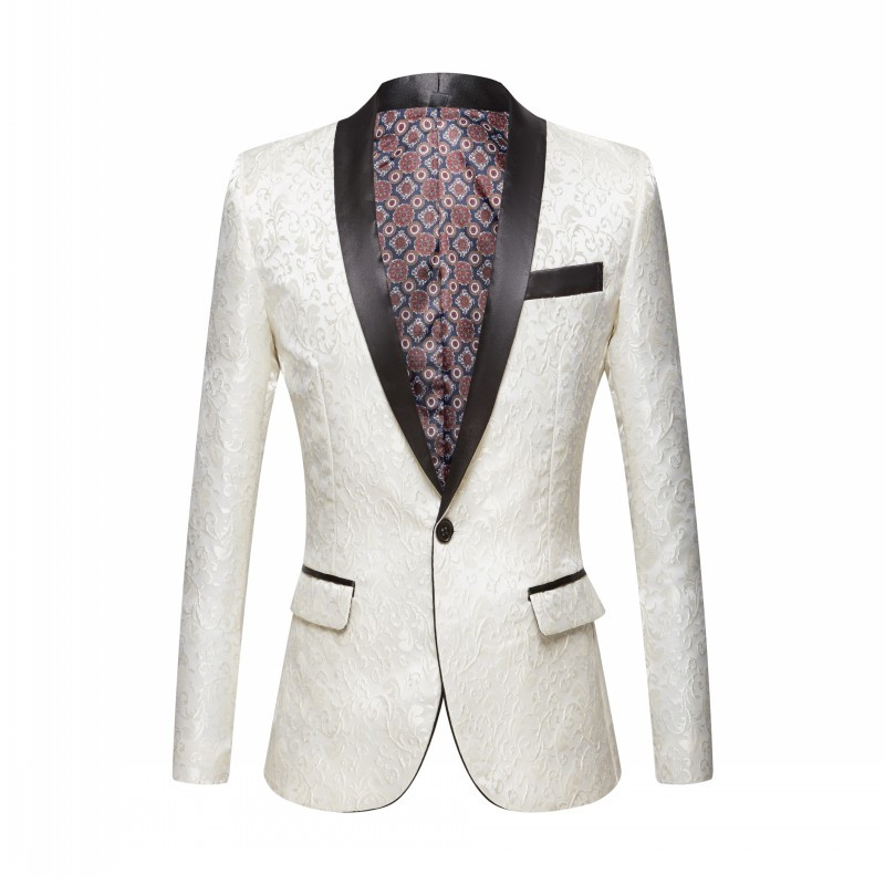 Nou Roz Albastru Regal Burgundy Floral jacquard Smoking cu rever cu șal Costume pentru bărbați Nunta Mire Bal Slim Fit Tuxedo Party Cina