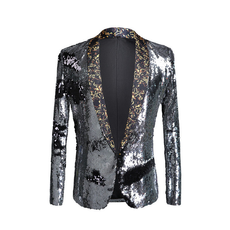 Jachetă pentru bărbați, lucioasă, decorată, lucioasă, pentru bărbați, pentru club de noapte, pentru absolvire, costum bărbați, sacou, cost, paiete, DJ, jachetă neagră