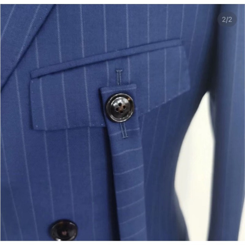 Costume pentru bărbați cu rever cu vârf în dungi Smoking de nuntă la dublu piept pentru bal Terno Blazer de mire slim fit 2 piese la modă (jachetă+pantalon)