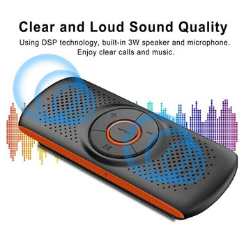Bluetooth високоговорител за кола Bluetooth високоговорител за високоговорител за кола за разговор със свободни ръце, безжичен музикален плейър за кола с щипка за козирка