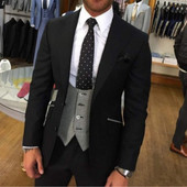 Costume de nuntă formale pentru bărbați cu vestă în carouri Slim Fit Tuxedo de mire Blazer cu rever pentru bărbați Costum la comandă