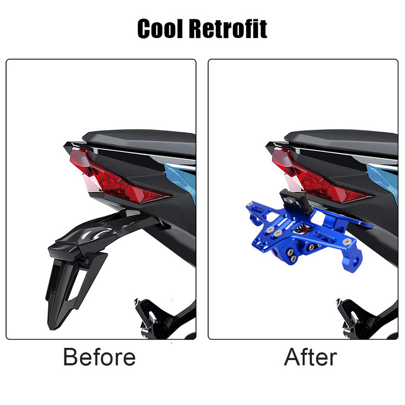 Accesorii pentru moto Suport pentru lumini de semnalizare CNC din aluminiu reglabil cu lumină LED Suport pentru plăcuță de înmatriculare pentru motociclete