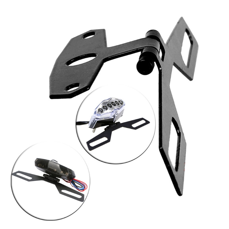 Suport pentru plăcuță de înmatriculare pentru motociclete Lampă din spate Fixă pliabilă pentru cadru plăcuță de înmatriculare Q9QD