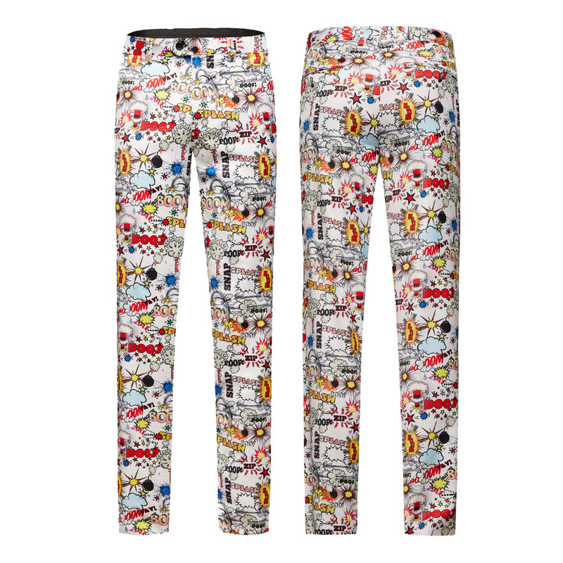 Set de 2 bucăți cu imprimeu la modă pentru bărbați pentru gazdă de seară (blazer + pantaloni) costume casual, mari mari, hip hop, slim fit, cântăreț, costum de nuntă, smoking