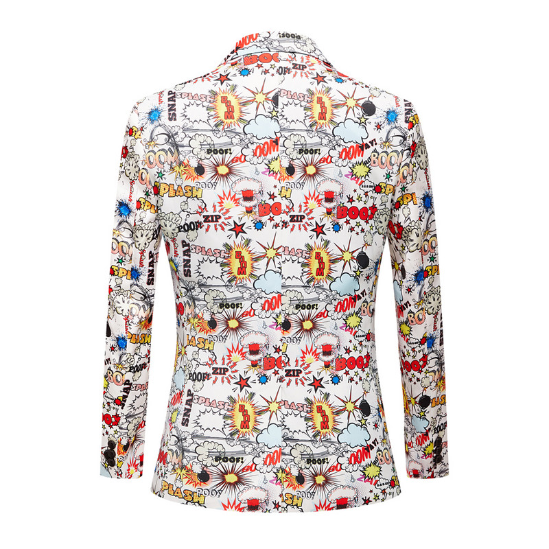 Set de 2 bucăți cu imprimeu la modă pentru bărbați pentru gazdă de seară (blazer + pantaloni) costume casual, mari mari, hip hop, slim fit, cântăreț, costum de nuntă, smoking