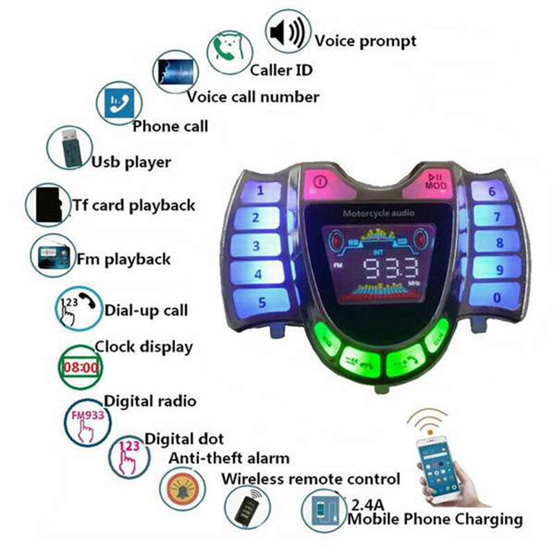 Audio motocicletă Difuzoare stereo Bluetooth fără fir Player MP3 Audio FM impermeabil pentru motociclete motociclete ATV UTV