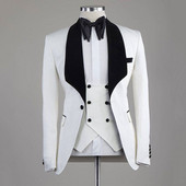 Tuxedo de mire formal pentru nuntă cu rever negru cu șal, costume slim pentru bărbați, blazer pentru bărbați, 3 buc, costum de modă, jachetă, pantaloni, vestă