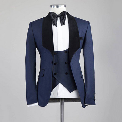 Tuxedo de mire formal pentru nuntă cu rever negru cu șal, costume slim pentru bărbați, blazer pentru bărbați, 3 buc, costum de modă, jachetă, pantaloni, vestă