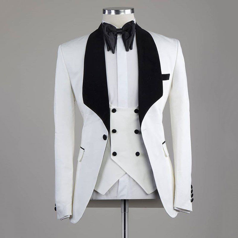 Tuxedo de mire formal pentru nuntă cu rever negru cu șal, costume slim pentru bărbați, blazer pentru bărbați, 3 buc, costum de modă, jachetă, pantaloni, vestă