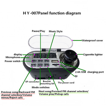 Συμβατό με Bluetooth Στερεοφωνικό ηχείο μοτοσικλέτας HY-007 Σύστημα Handsfree TF Radio USB Φορτιστής για εξωτερική προσωπική μοτοσυκλέτα