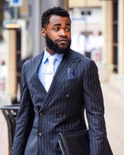 Costume pentru bărbați de afaceri cu dungi Tuxedo de mire la dublu piept pentru nuntă Reverul de vârf Slim Fit 2 buc costum de bal personalizat, jachetă, pantaloni