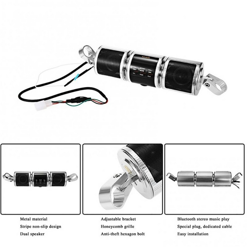 Difuzor Motocicletă 12V 7W Bluetooth V2.1+ EDR Impermeabil Audio Motocicletă Difuzor stereo Motos Radio FM AUX USB TF MP3 Player