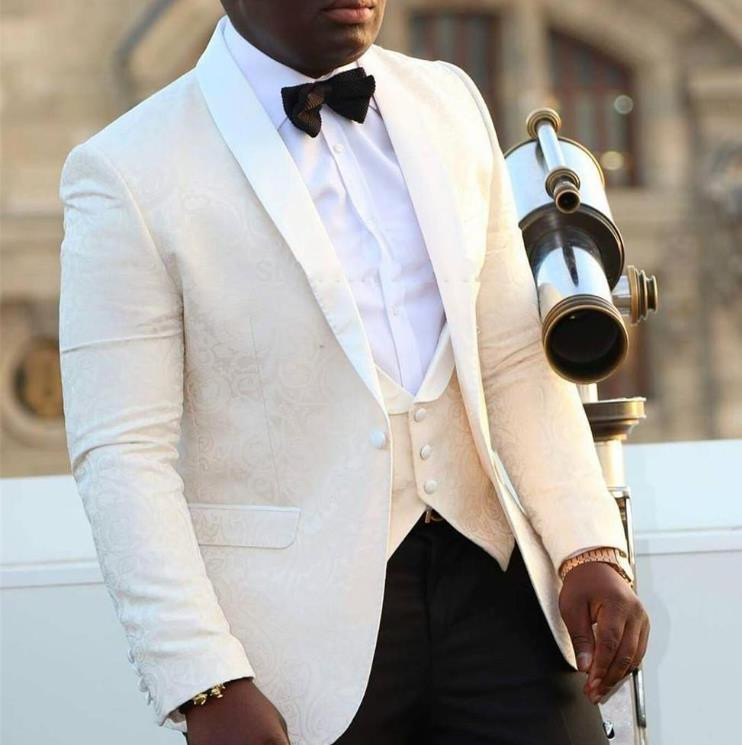 Smoking de mire cu flori pentru nuntă, șal cu rever, costume slim pentru bărbați, cina de bal, cel mai bun bărbat (jachetă+pantaloni+vestă)