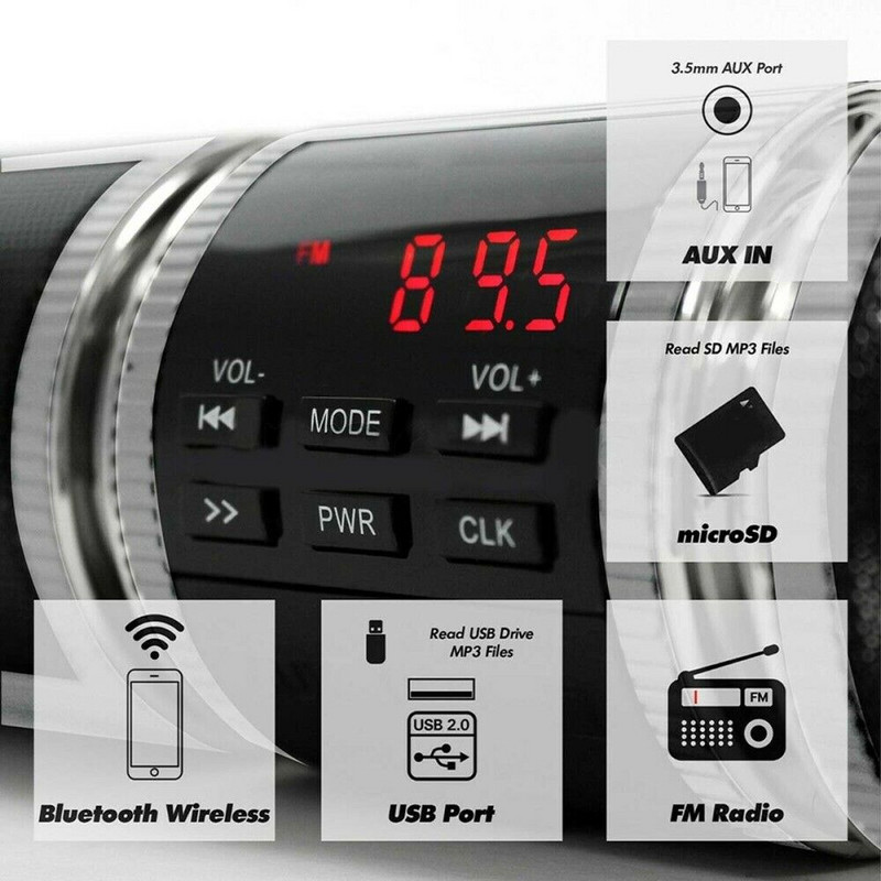 Difuzoare stereo pentru motociclete impermeabile Bluetooth Ecran LED reglabil portabil Amplificator audio Radio FM MP3 Player muzical ATV UTV