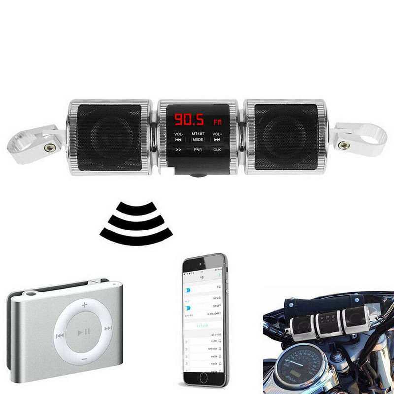 Difuzoare stereo pentru motociclete impermeabile Bluetooth Ecran LED reglabil portabil Amplificator audio Radio FM MP3 Player muzical ATV UTV