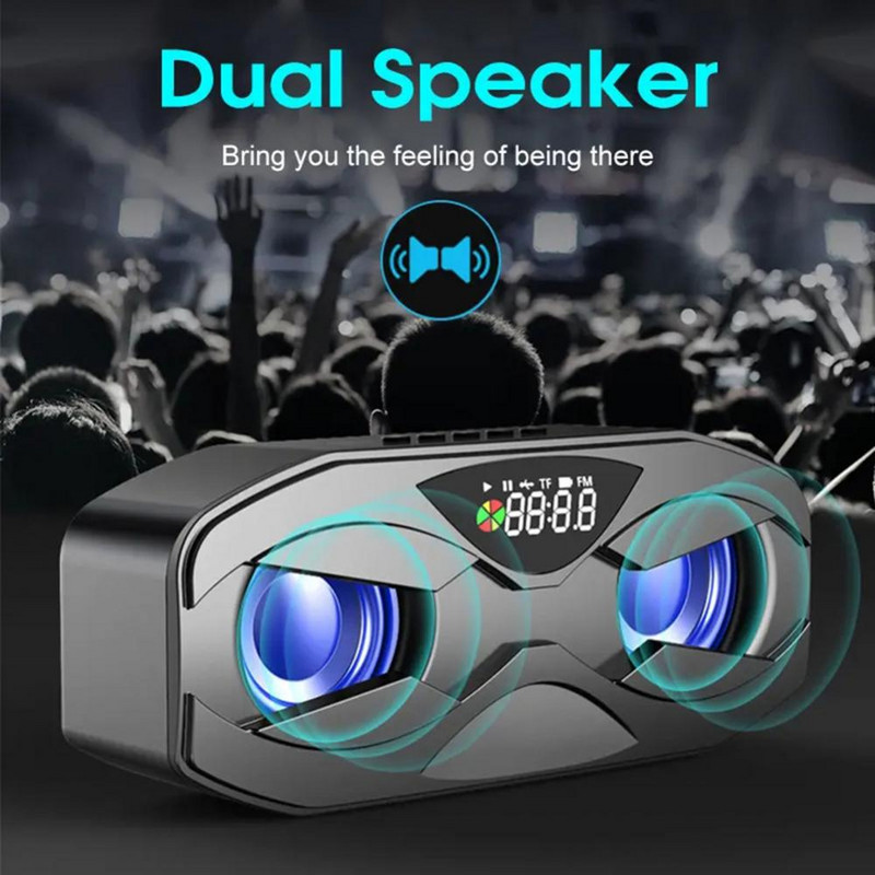 50% Vânzări fierbinți Difuzor audio fără fir compatibil Bluetooth cu afișaj LED Ceas cu alarmă radio FM