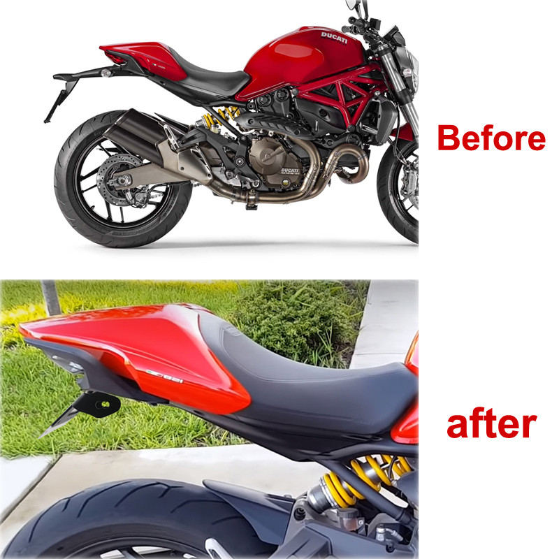 Se potrivește pentru Ducati Monster 821 Stripe DARK 2015-2017 Suport plăcuță de înmatriculare Spate Coadă Tidy Aripa Kit Eliminator Număr de înregistrare