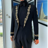 Costume italiene pentru bărbați cu rever brodat, slim fit, 2 piese, pantaloni, smoking de mire, nuntă formală, haine la modă masculină