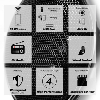 Σύστημα ηχείων με ενισχυτή ήχου 4 καναλιών Aileap 1000W, Υποστήριξη Bluetooth, AUX, Ραδιόφωνο FM, Κάρτα SD, USB Stick (Chrome)