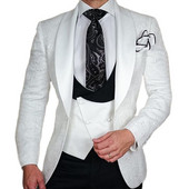 Slim Fit Tuxedo pentru nunta Mire 3 piese cu model floral Costume pentru bărbați cu pantaloni Jachetă de modă pentru bărbați Vestă Costum pentru bărbați 2021