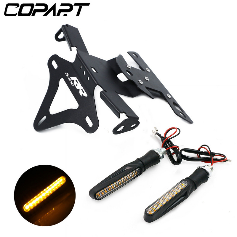 Motocicletă pentru BMW S1000R S1000 R S1000RR S 1000 RR 2010-2018 Cadru din aluminiu pentru plăcuță de înmatriculare din spate cu lumină de semnalizare