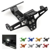 Pentru motocicleta Yamaha MT07 CB MT-03 FZ07 FZ6 FZ1 MT09 CBR600 Suport universal reglabil pentru plăcuță de înmatriculare din spate cu lumină LED