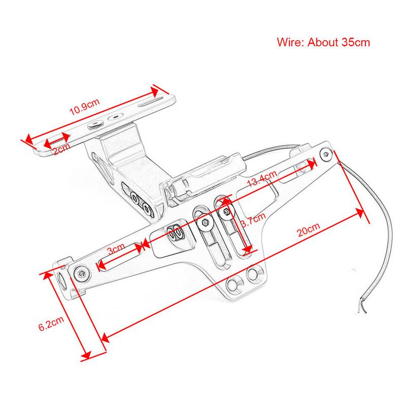 Pentru motocicleta Yamaha MT07 CB MT-03 FZ07 FZ6 FZ1 MT09 CBR600 Suport universal reglabil pentru plăcuță de înmatriculare din spate cu lumină LED