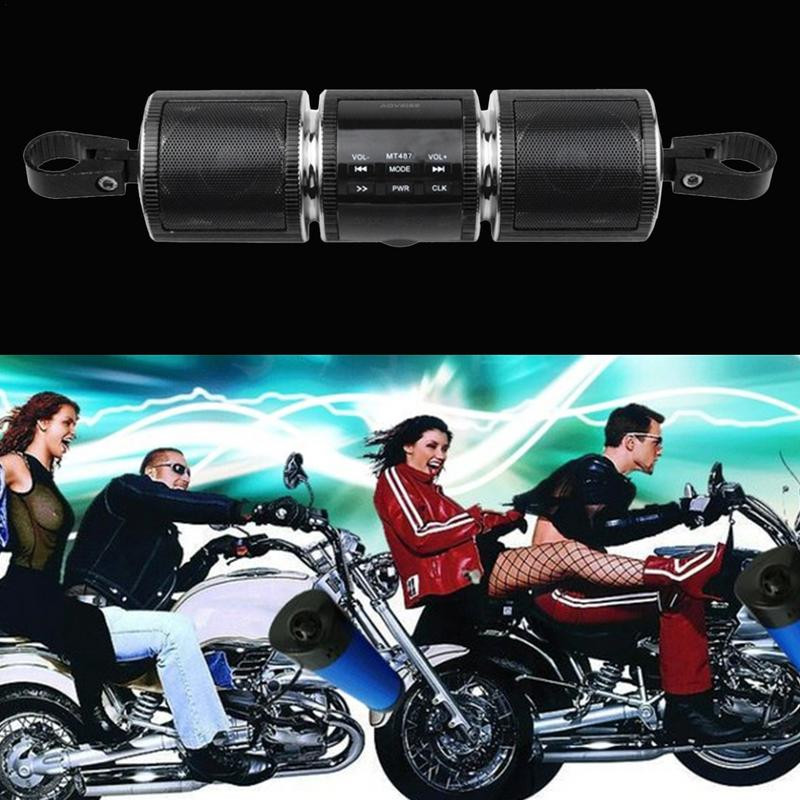 Difuzor audio pentru motociclete Impermeabil Motocicletă Stereo MP3 Radio FM AUX USB Card TF Difuzoare Bluetooth duble cu afișaj