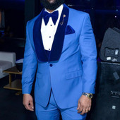 Slim Fit Formal Tuxedo de mire cu rever șal Costume pentru bărbați Blazer de bal pentru bărbați Costum de modă 3 piese Jachetă Vestă Pantaloni