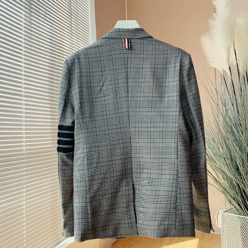 Costum TB nou de toamnă Costum în carouri din picioare de hâine pentru bărbați Costum de costum subțire cu patru bare, jachetă casual pentru bărbați