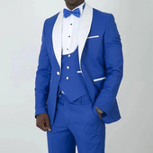 Tuxedo de mire formal pentru nuntă, slim fit, rever, costume de afaceri pentru bărbați, bal de absolvire, la comandă, blazer de modă (jachetă + vestă + pantaloni)