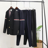 Costum de lână groasă de toamnă și iarnă Sacou de costum pentru bărbați de dimensiuni plus mari Versiune coreeană Costum TB Top din lână din două piese