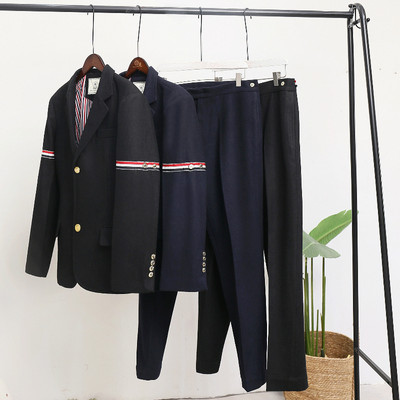 Costum de lână groasă de toamnă și iarnă Sacou de costum pentru bărbați de dimensiuni plus mari Versiune coreeană Costum TB Top din lână din două piese