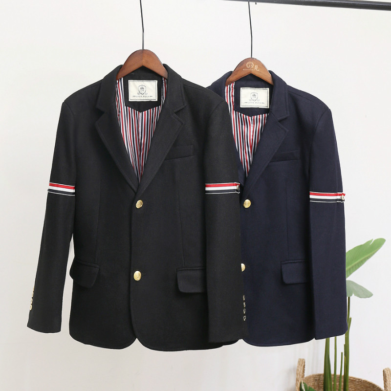 Costum de lână groasă de toamnă și iarnă Sacou de costum pentru bărbați de dimensiuni plus mari Versiune coreeană Costum TB Top din lână din două piese