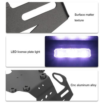 Държач за заден регистрационен номер на мотоциклет черен със задна светлина за Tenere 700 2019-2021 Мотокрос аксесоари