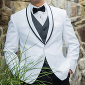 Smoking alb de mire pentru nuntă Costume slim pentru bărbați formale cu rever cu șal Blazer la modă personalizat 3 buc (jachetă+pantalon+vestă)